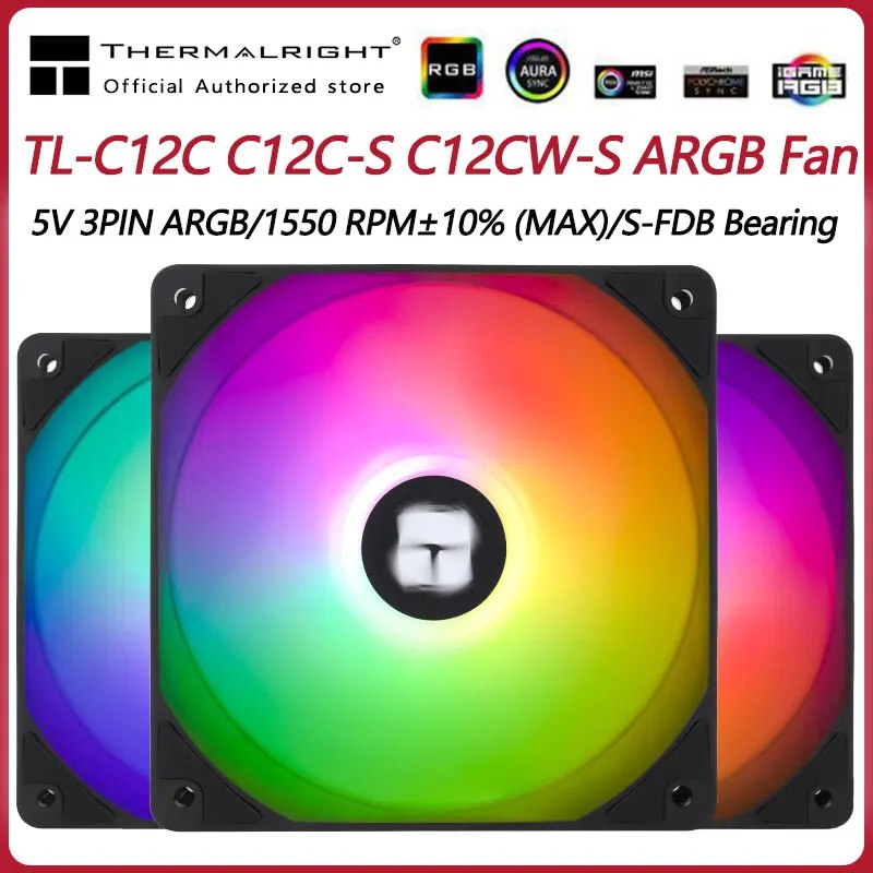 Thermalright TL-C12C 3 in 1 120mm Cooling Fan 5V ARGB gamer Adjust Speed Cooler argb Adjustable computer Case Fan ventilador - TekOfertas