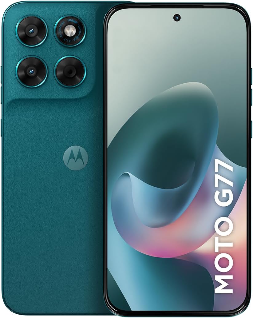 Smartphone Motorola Moto G77 5G - 256GB 24GB (8GB RAM + 16GB RAM Boost) camera 108MP Ultra-Pixel, tela 1.5K extreme Amoled 120hz, ultrarresistente - Verde Escuro - TekOfertas