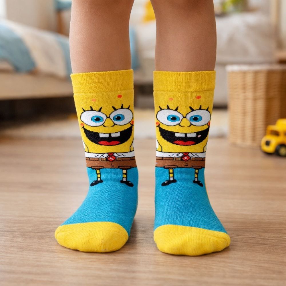 Meia Infantil Divertida Cano Alto 3/4 | Personagens Coloridos | Algodão Confortável | Menino e Menina Geek/ Nerd/ Gamer - TekOfertas