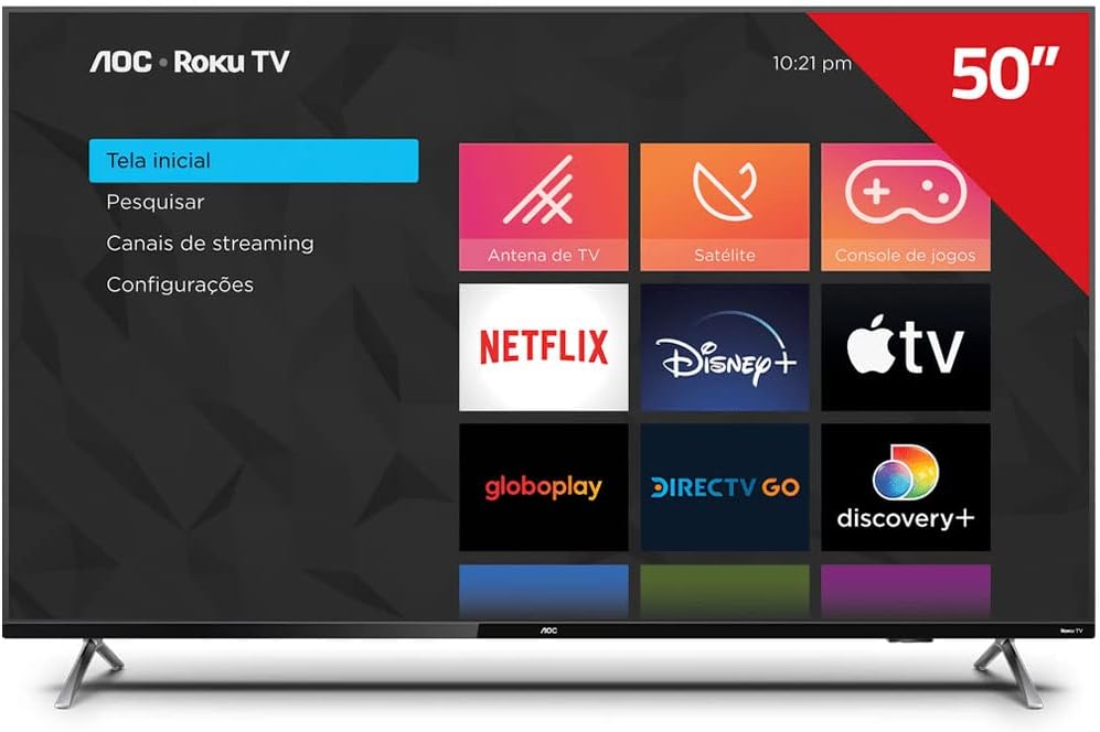 Smart TV 50" Aoc Roku 4K Série 6125-50U6125/78G - TekOfertas
