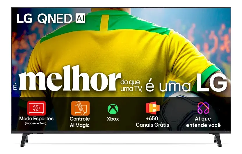 Smart TV 4K 55" LG QNED73 Portal de Games Processador AI α7 Gen8 4K Super Upscaling Google Cast Integrado Controle AI Magic WebOS 25 Modo Esportes Alerta de Esportes - TekOfertas