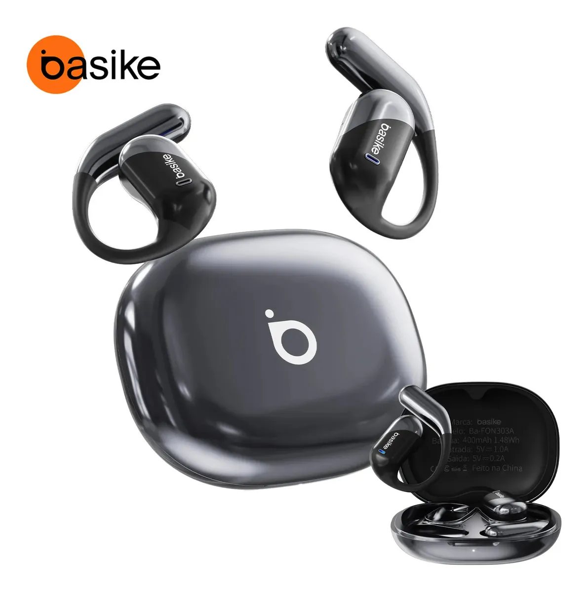 Basike Fone De Ouvido Sem Fio Bluetooth Com Gancho Gamer Esportivo Baixa Latência 100h, Design Aberto - TekOfertas