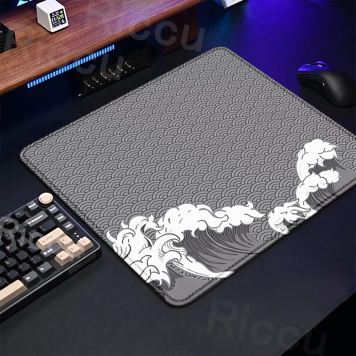 Gaming Mice Mat Great Wave Art Control Mousepad Anti-slip Small Deskmat Pc Gamer Accessoires 18x22cm Lock Edge Speed KeyboardPad - TekOfertas