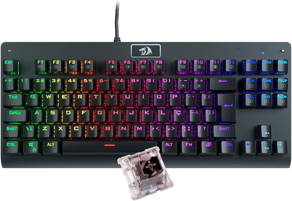 Teclado Mecânico Gamer Redragon Dark Avenger K568-2 Rgb Switch Brown Com Fio - TekOfertas