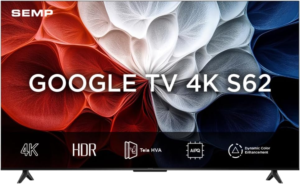 SEMP, Smart TV 4K UHD, 43“, Google TV, Google Assistente, Comando por Voz, Googlecast Integrado, Design Sem Bordas, Dolby Audio, 43S62 - TekOfertas
