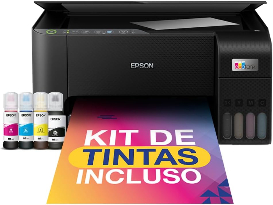EPSON Multifuncional EcoTank L3250 - Tanque de Tinta Colorida, Wi-Fi Direct, USB, Bivolt,Preto. - TekOfertas