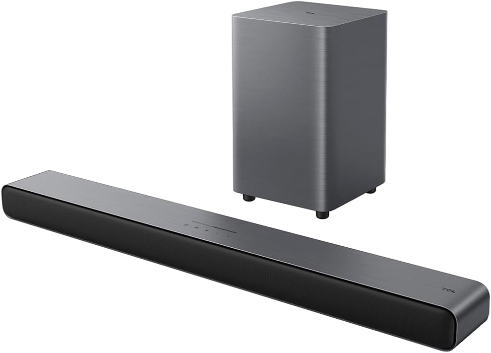 Soundbar TCL, 2.1CH, S55H, Potência 220W, Sistema Dual Bass, Subwoofer sem Fio, Dolby Atmos - TekOfertas