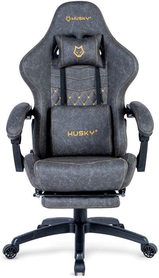 Cadeira Gamer Husky Tempest 700, Até 145kg, Almofadas, Reclinável 150º, PU, Descanso para Pés, Cinza - HCG700CZ - TekOfertas