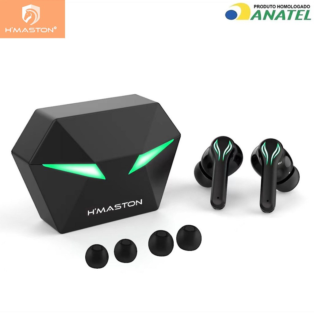 H'maston  RS-30 Fone de Ouvido Sem fio Gamer Bluetooth 5.3 com Microphone e Luz Redução de Ruído LED - TekOfertas