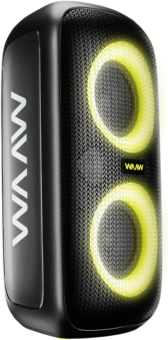 WAAW by ALOK Caixa de Som INFINITE 100 Bluetooth, Tipo Torre, Até 14h de Autonomia, 4 Alto-Falantes, TWS, 100W RMS - TekOfertas