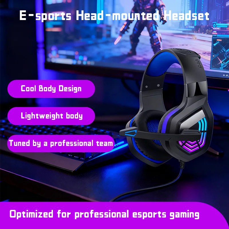 G7 LED Light Gaming Headset USB Stereo Surround Wired Headphone with Noise Reduction Mic Earphones for Computer PC Gamer - TekOfertas