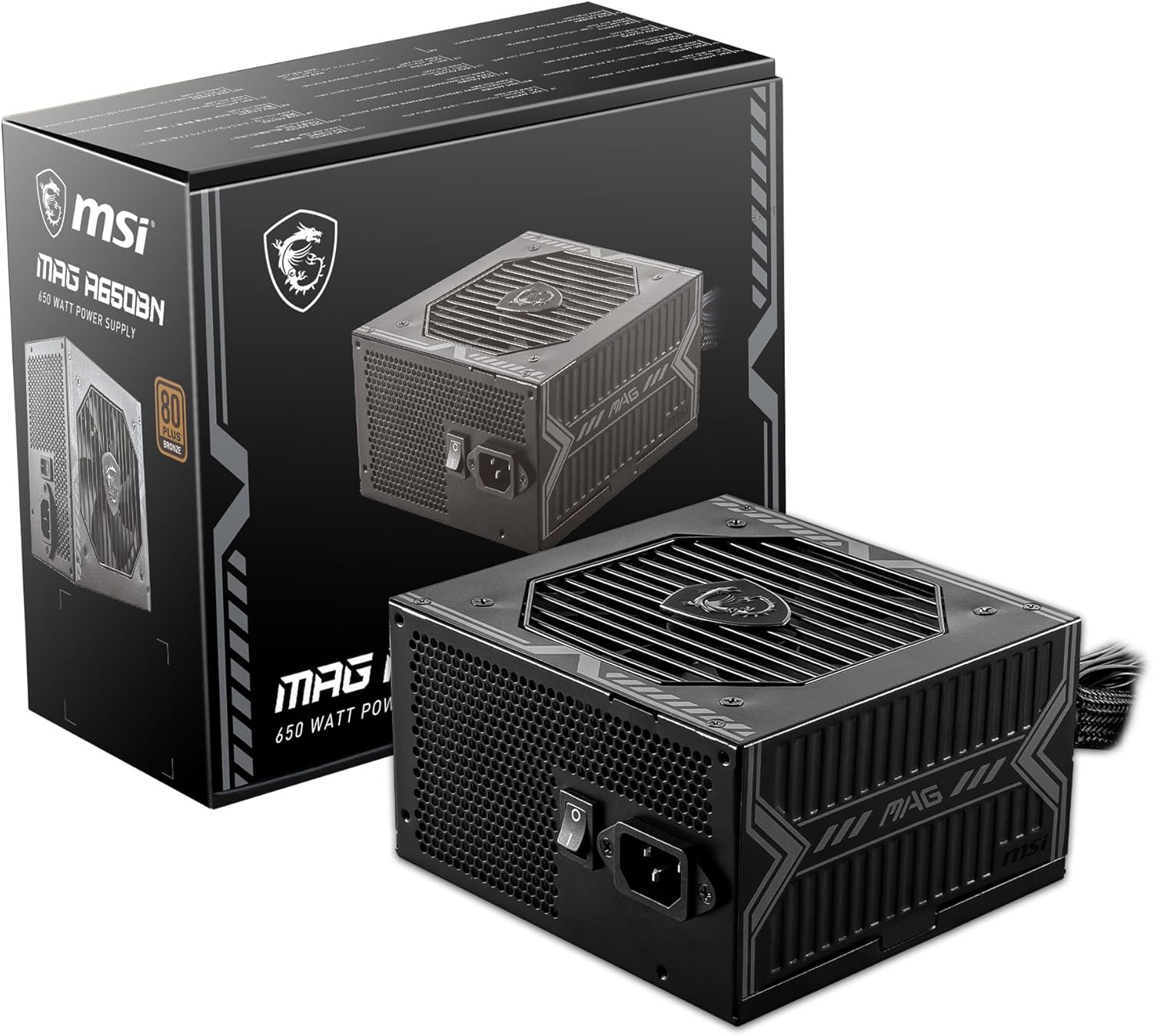 Fonte de Alimentação MSI MAG A650BN - 650W, 80 Plus, Bronze, PFC Ativo - TekOfertas