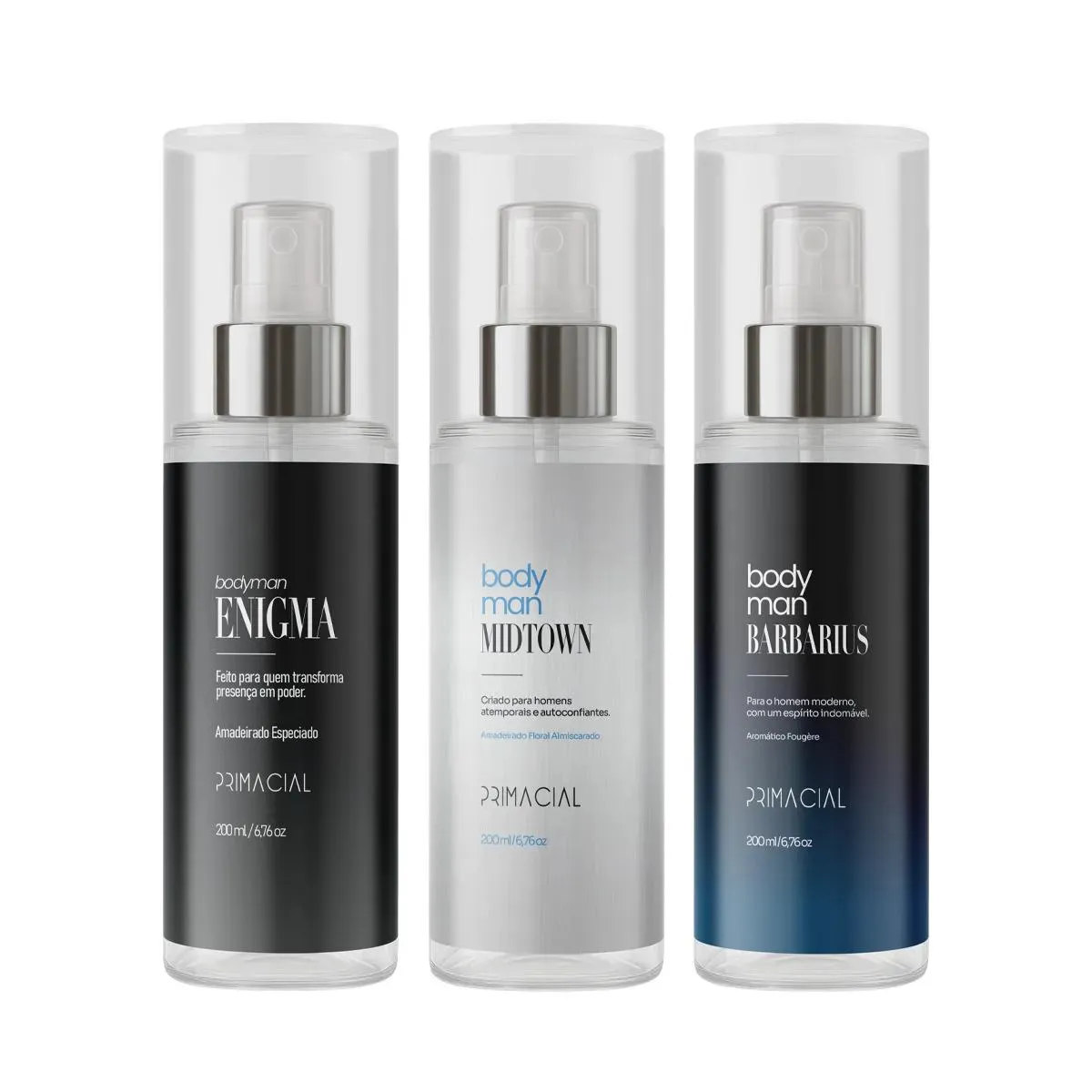 Kit Body Splash Masculino Barbarius + Enigma + Midtown 200ml - TekOfertas