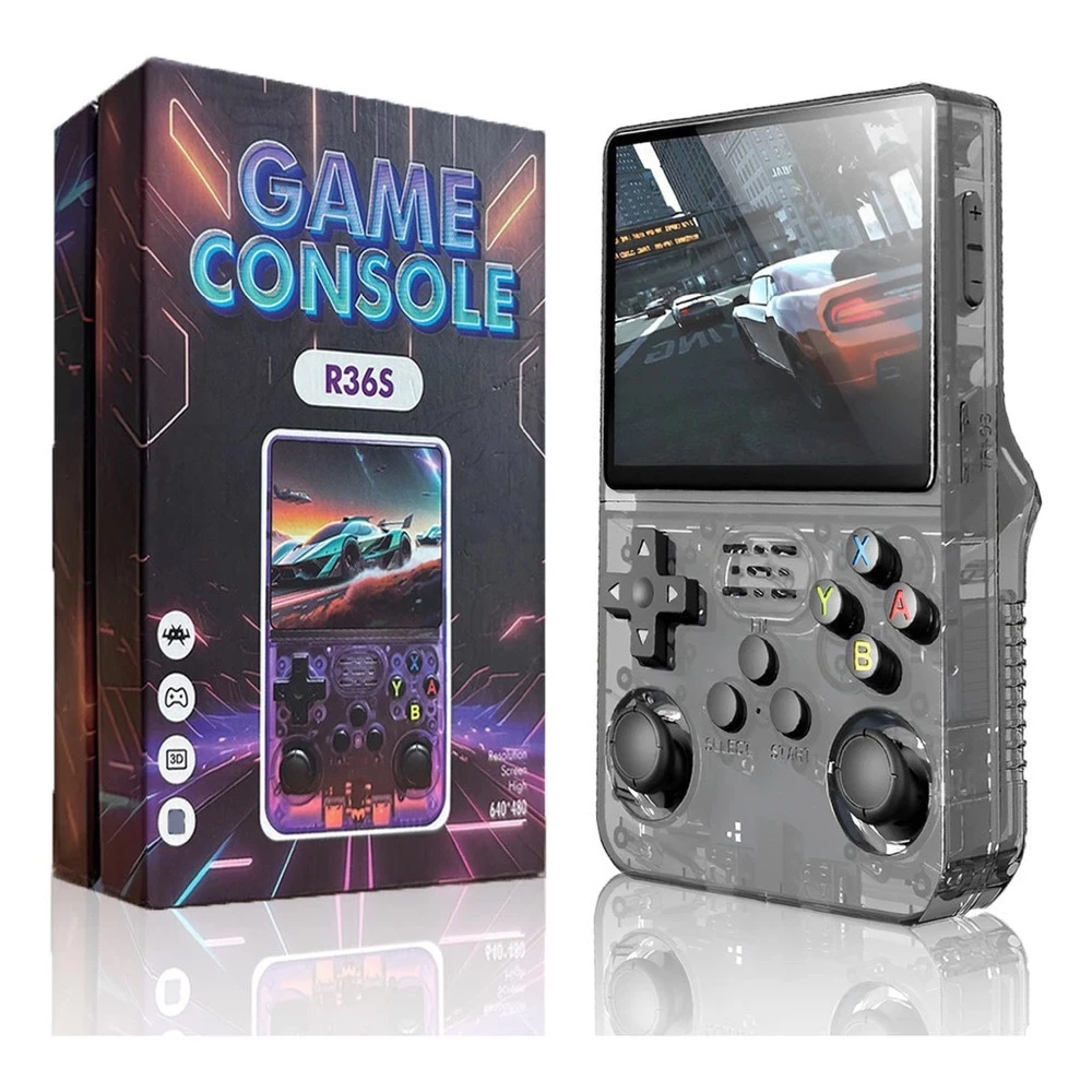 Console Portátil R36S + de 15.000 Jogos Vídeo Game 64g Linux Tela IPS 3.5 Polegadas - TekOfertas