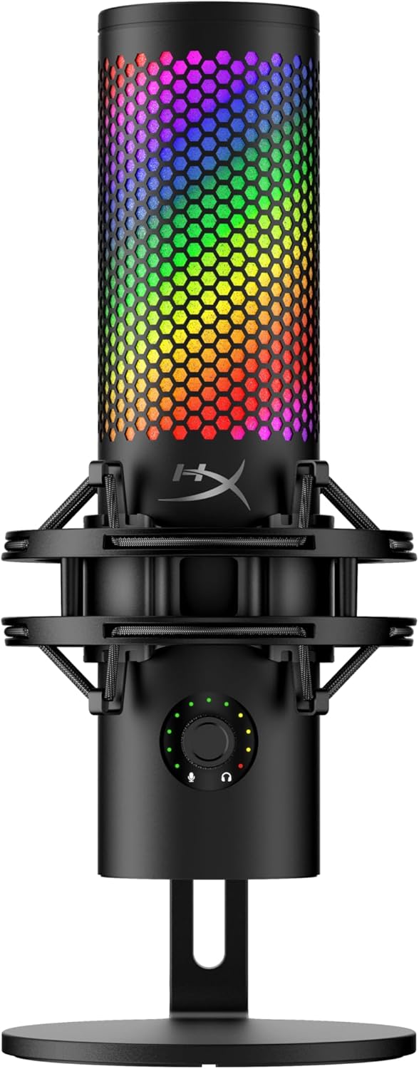 Microfone USB HyperX QuadCast 2 S, Preto | com Iluminação RGB, Ideal para Streaming e Podcast, com Controles Integrados, Suporte Antichoque Removível, 9A273AA - TekOfertas
