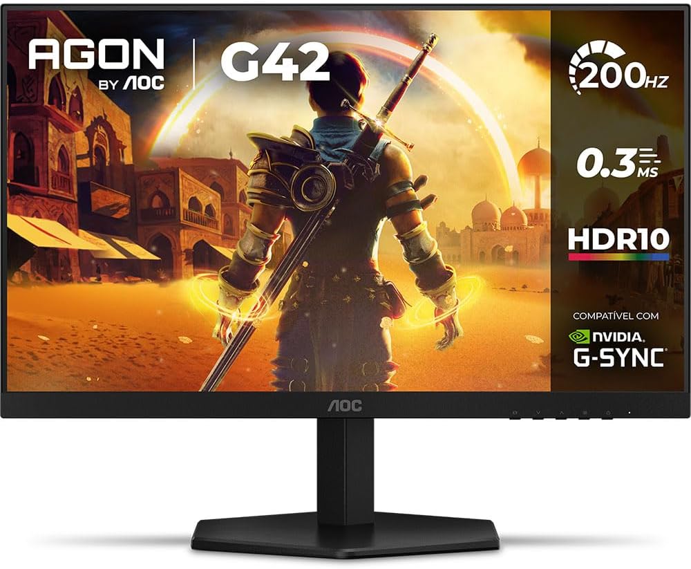 Monitor Gamer AOC AGON G42 24" 200Hz 0,3ms IPS HDR10 NVIDIA G-Sync 24G42HE - TekOfertas