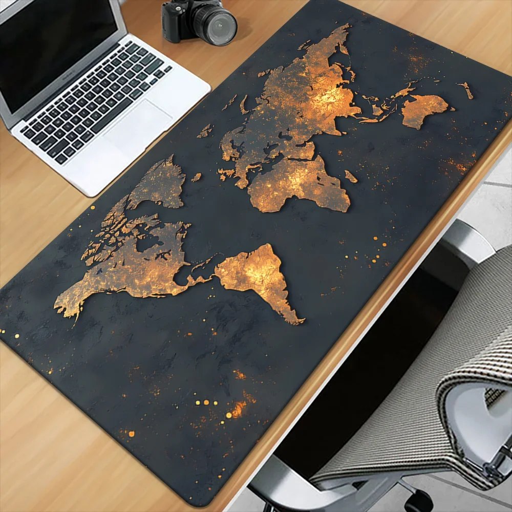World Map Mouse Pad Large Gaming Mouse pad 900x400 rubber desk mat Non-slip PC laptop Gamer desk accessories table pad carpet - TekOfertas