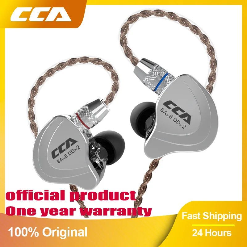 CCA C10 Headphones 4BA+1DD Hybrid Technology HiFi In Ear Music DJ Gamer Sport Earphone Active Noice Cancelling Monitor Headset - TekOfertas