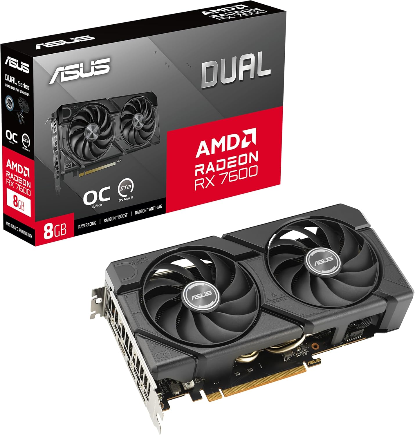 Placa de Vídeo ASUS Radeon RX 7600 EVO, 8GB, GDDR6 | DUAL, OC EDITION, 128 BITS, DUAL-RX7600-O8G-EVO - TekOfertas