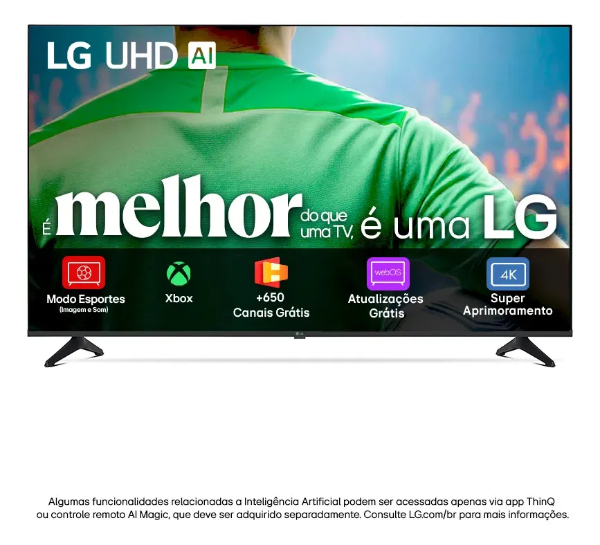 Smart TV LG UHD AI UA75 50 polegadas HDR10 Pro Processador α7 AI Ger8 webOS 25 - TekOfertas